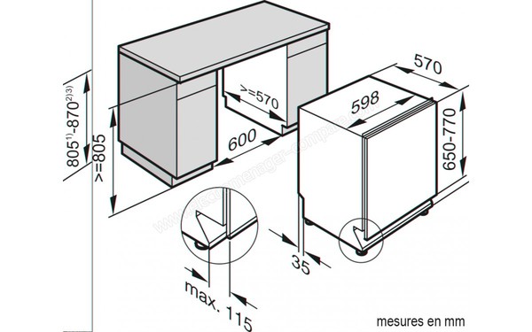 MIELE G 5670 SCVi - Sch&eacute;ma d'encastrement