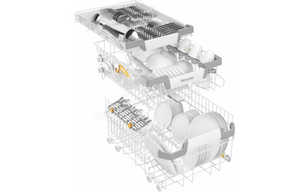 MIELE G 5740 SC SL - Vue du panier inf&eacute;rieur, sup&eacute;rieur et tiroir sup&eacute;rieur