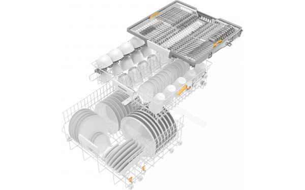 MIELE G 5812 SC Blanc - Vue du panier inf&eacute;rieur, sup&eacute;rieur et tiroir sup&eacute;rieur
