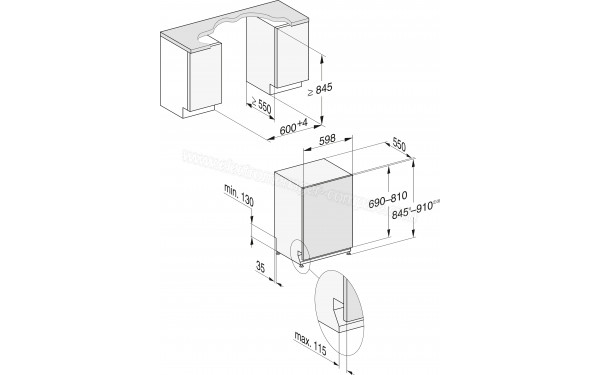 MIELE G 5856 SCVi XXL Inox - Dimensions