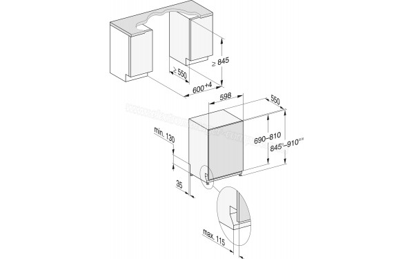 MIELE G 5868 SCVi XXL - Dimensions