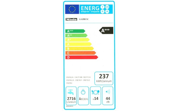 MIELE G 6200 SC - &Eacute;tiquette &eacute;nergie