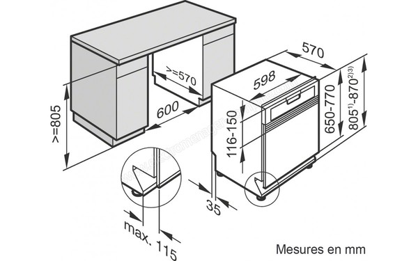 MIELE G 6300 SCi Blanc - Schema d'encastrement