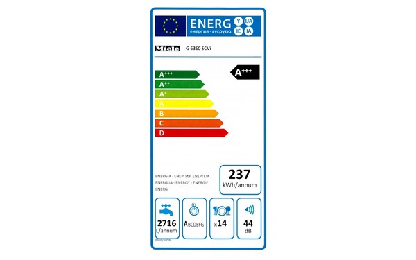 MIELE G 6360 SCVi - &Eacute;tiquette &eacute;nergie