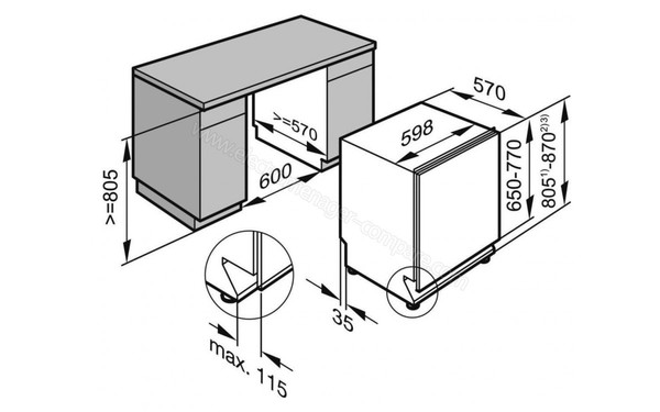 MIELE G 6470 SCVi - Dimensions (cr&eacute;dit : Boulanger)