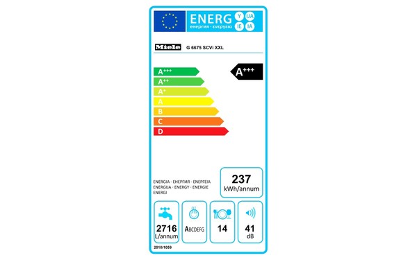 MIELE G 6675 SCVi XXL - &Eacute;tiquette &eacute;nergie