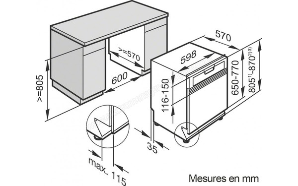 MIELE G 6730 SCi BB - Sch&eacute;ma d'encastrement