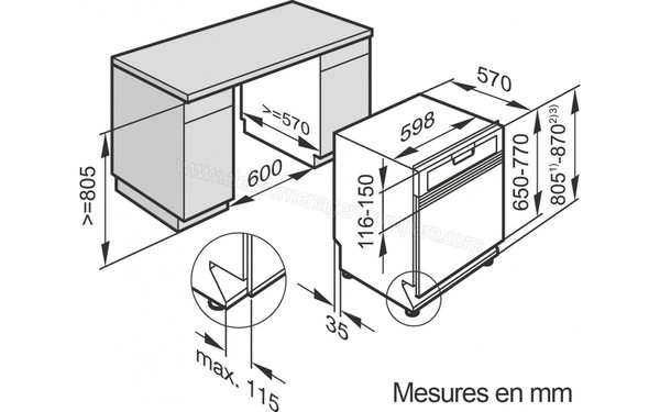 MIELE G 6730 SCi NR - Sch&eacute;ma d'encastrement