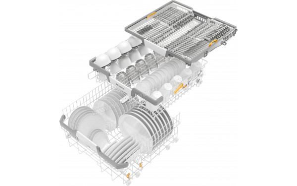 MIELE G 7020 SC Front Inox - Vue du panier inf&eacute;rieur, sup&eacute;rieur et tiroir sup&eacute;rieur