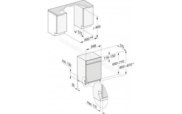 MIELE G 7040 SCi AutoDos Inox - Dimensions
