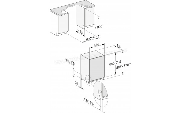 MIELE G 7090 SCVi AutoDos FF - Dimensions