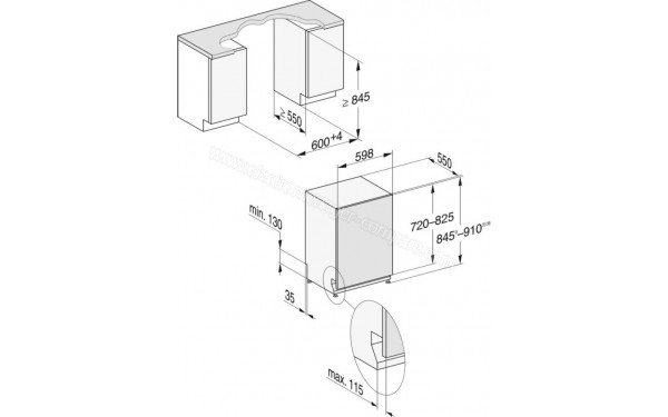 MIELE G 7195 SCVi AutoDos FrontFit - Dimensions