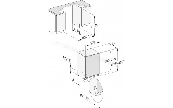 MIELE G 7280 SCVi - Dimensions