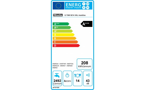 MIELE G 7365 SCVi XXL AutoDos - &Eacute;tiquette &eacute;nergie