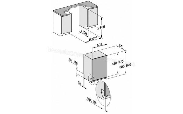 MIELE G 7590 SCVi K2o AutoDos - Sch&eacute;ma technique (cr&eacute;dit : Boulanger)