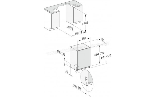 MIELE G 7765 SCVi XXL AutoDos - Dimensions