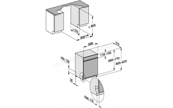 MIELE G 7910 SCi AutoDos - Sch&eacute;ma technique (cr&eacute;dit : Boulanger)