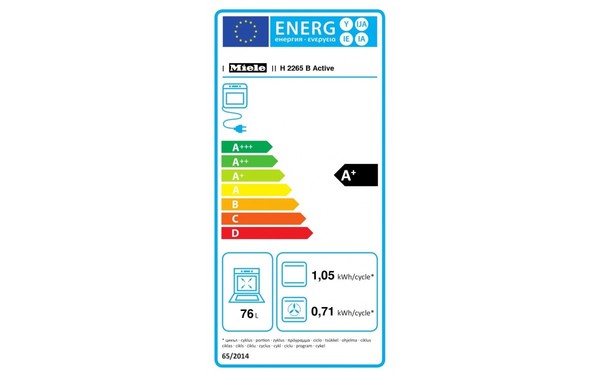 MIELE H 2265 B IN - &Eacute;tiquette &eacute;nergie