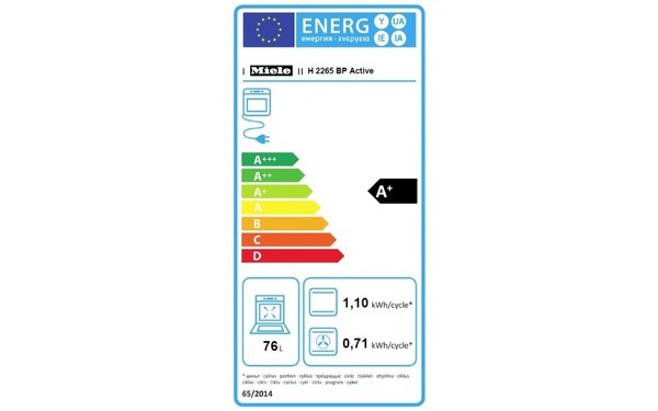 MIELE H 2265 BP IN - &Eacute;tiquette &eacute;nergie