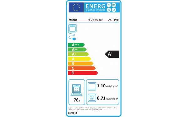 MIELE H 2465 BP Active NR - &Eacute;tiquette &eacute;nergie