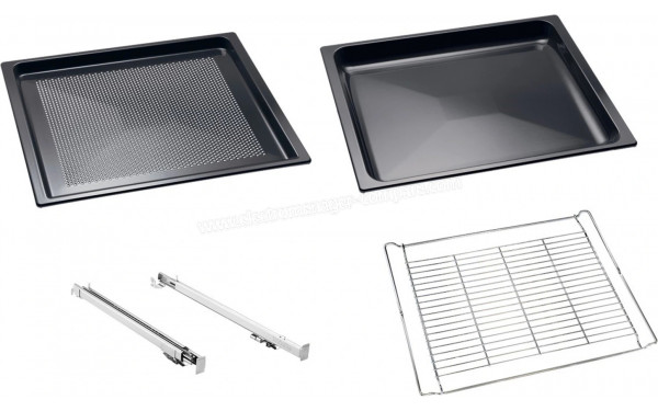 MIELE H 2767 BP NR - Vue de la grille, du l&egrave;chefrite, du plat Air Fry et des rails