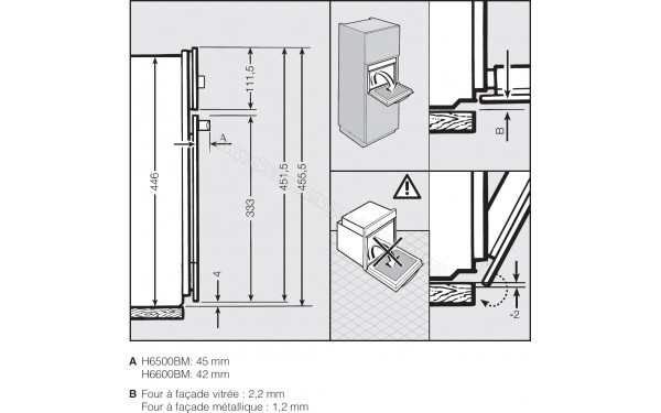 MIELE H 6600 BM NR - Sch&eacute;ma technique cotes de la fa&ccedil;ade
