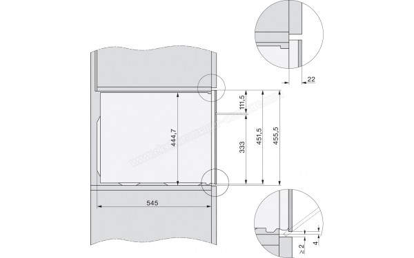 MIELE H 7440 BMX NR - Sch&eacute;ma technique vue lat&eacute;rale
