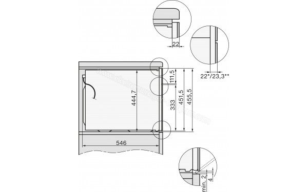 MIELE H 7440 BMX PB - Dimensions