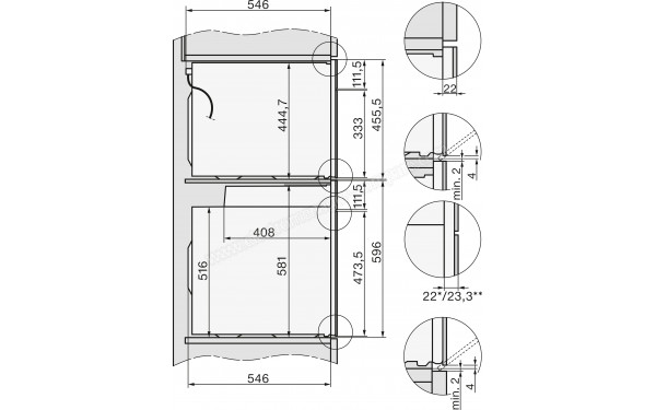 MIELE H 7440 BMX PB - Dimensions