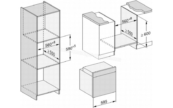 MIELE H 7464 BPX BB - Sch&eacute;ma technique encastrement dans un meuble haut ou bas