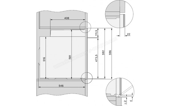 MIELE H 7464 BPX BB - Sch&eacute;ma technique vue lat&eacute;rale