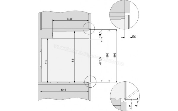 MIELE H 7464 BPX GR - Sch&eacute;ma technique vue lat&eacute;rale