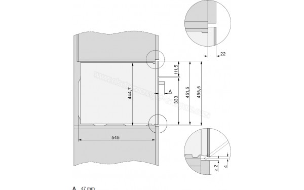 MIELE H 7640 BM GR - Sch&eacute;ma technique vue lat&eacute;rale