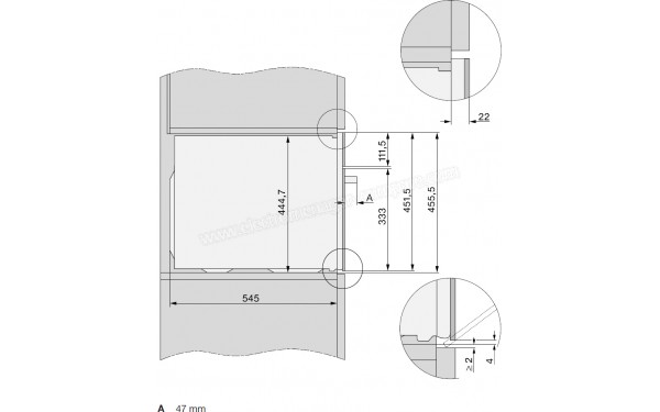 MIELE H 7640 BM IN - Sch&eacute;ma technique vue lat&eacute;rale