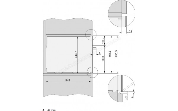 MIELE H 7640 BM NR - Sch&eacute;ma technique vue lat&eacute;rale