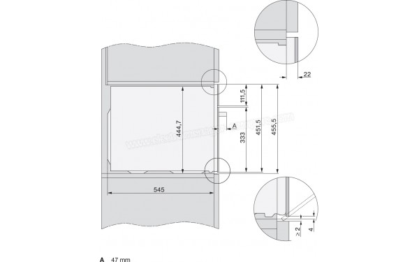 MIELE H 7840 BM GR - Sch&eacute;ma technique vue lat&eacute;rale