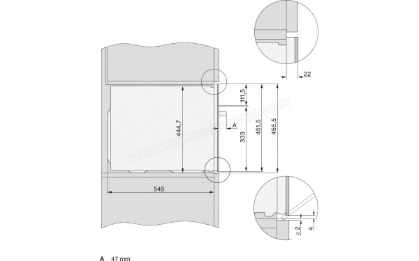 MIELE H 7840 BM IN - Sch&eacute;ma technique vue lat&eacute;rale