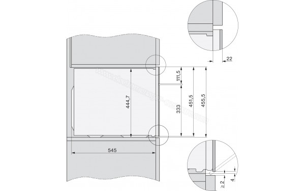 MIELE H 7840 BMX GR - Sch&eacute;ma technique vue lat&eacute;rale