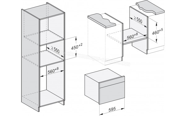 MIELE H 7840 BMX NR - Sch&eacute;ma technique encastrement dans un meuble haut ou bas