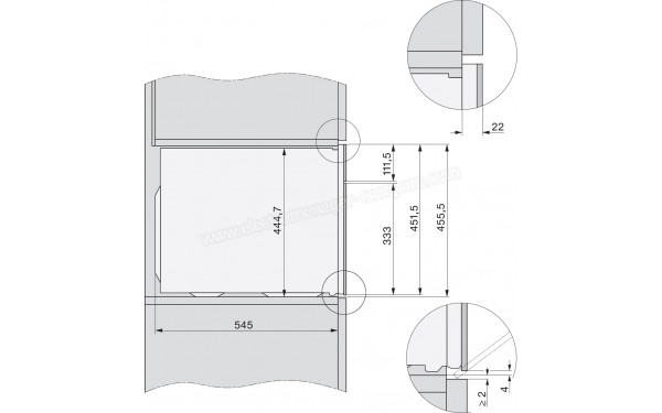 MIELE H 7840 BMX NR - Sch&eacute;ma technique vue lat&eacute;rale