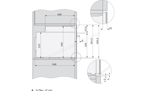 MIELE H 7840 BP BB - Sch&eacute;ma technique vue lat&eacute;rale