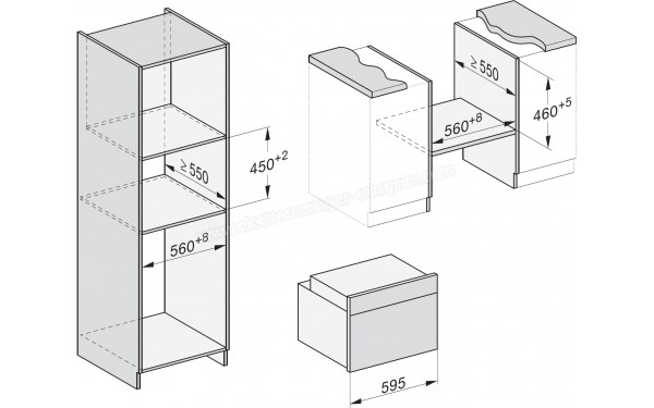 MIELE H 7840 BP GR - Sch&eacute;ma technique encastrement dans un meuble haut ou bas