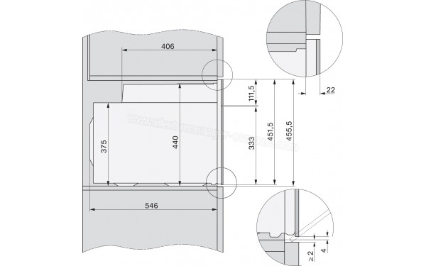MIELE H 7840 BPX NR - Sch&eacute;ma technique vue lat&eacute;rale