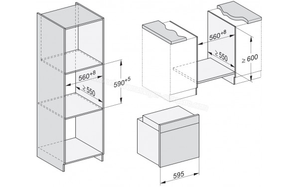 MIELE H 7860 BP GR - Sch&eacute;ma technique encastrement dans un meuble haut ou bas
