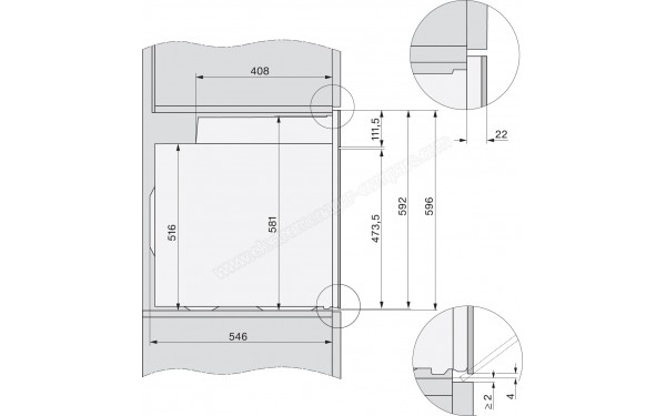 MIELE H 7860 BPX BB - Sch&eacute;ma technique vue lat&eacute;rale