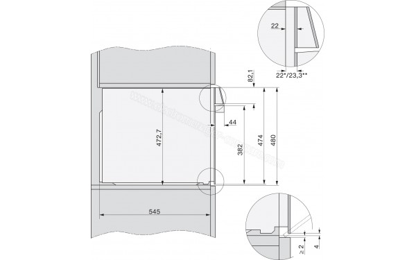 MIELE H 7890 BP IN - Sch&eacute;ma technique vue lat&eacute;rale de la colonne