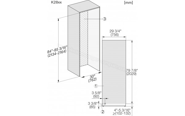 MIELE K 2802 Vi - Dimensions