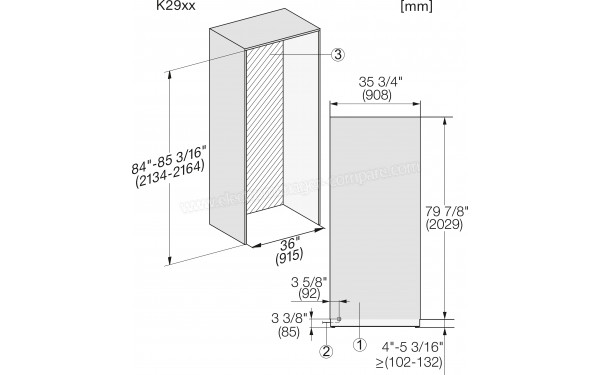 MIELE K 2902 Vi - Dimensions