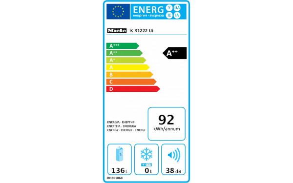 MIELE K 31222 Ui - &Eacute;tiquette &eacute;nergie