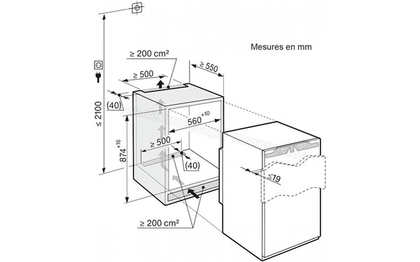 MIELE K 32222 i - Sch&eacute;ma d'encastrement